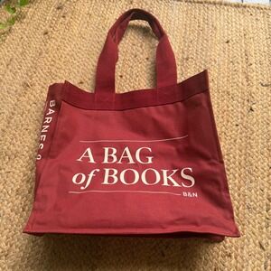 Barnes & Noble A Bag of Books Canvas Tote Bag Burgundy Red re-wrap Collaboration